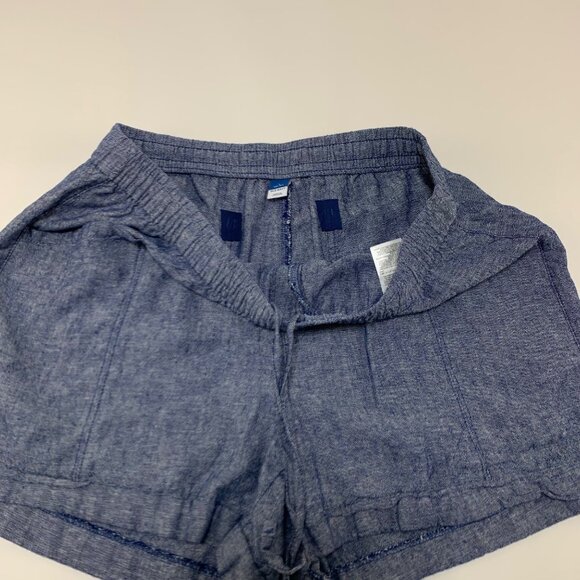 Old Navy Blue Chambray Linen Blend High Rise Pull On Shorts L - Picture 2 of 5